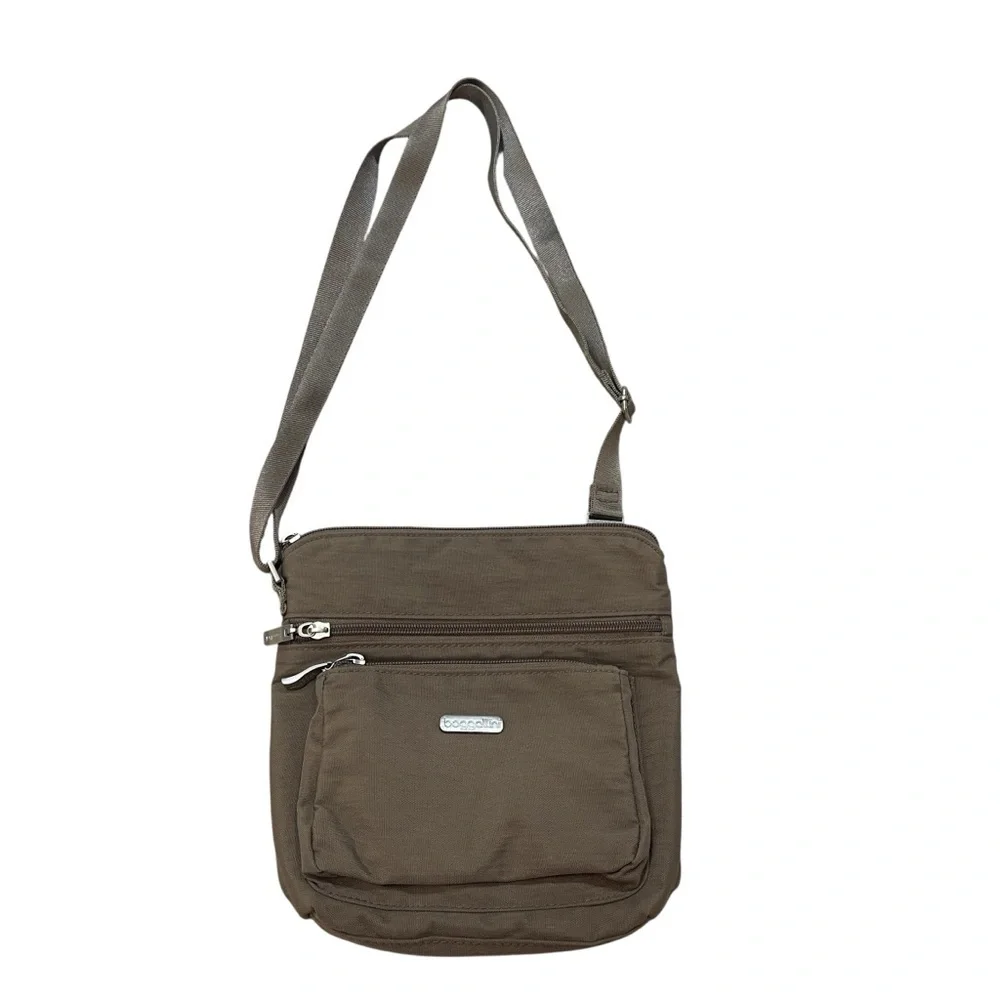 Baggallini Brown Portobello Zip Pocket Nylon Crossbody Bag